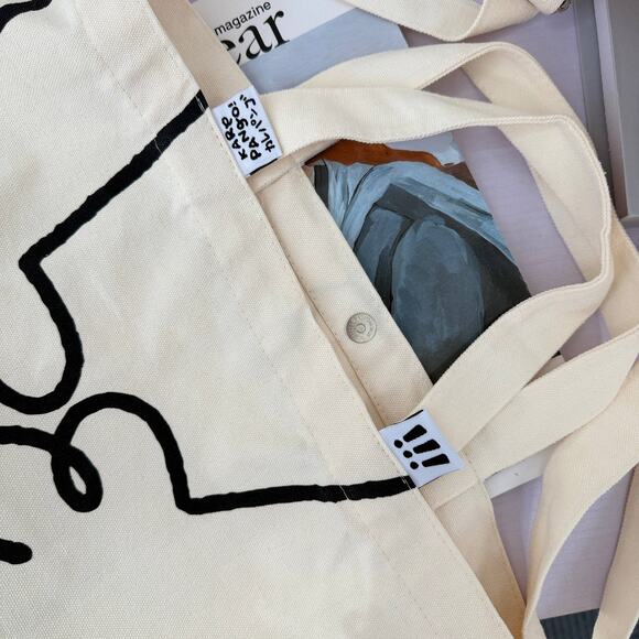 TE: Large white canvas tote bag - Picture 3 of 4